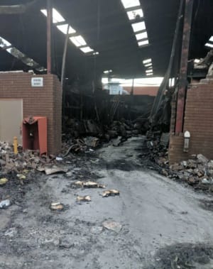 Fire destroys factory and warehouse