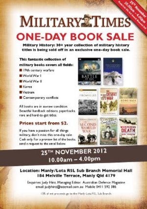 Interested in military history books? One-day sale in Brisbane