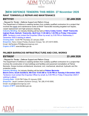 ADM Premium Tenders 27 November 2025