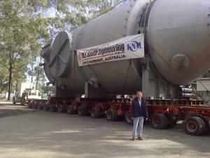 Giant 141 tonne steel heat exchanger on the move