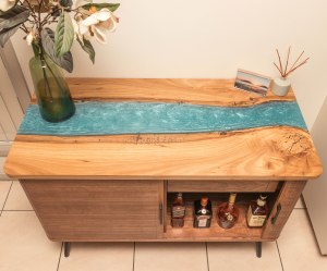 Matthew Barra&rsquo;s liquor cabinet with sliding tambour doors