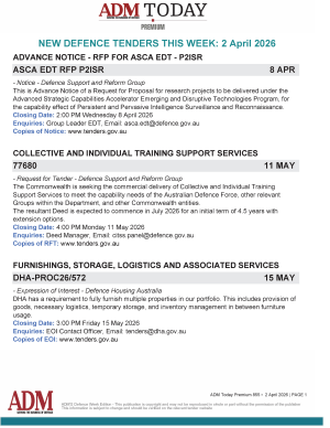 ADM Premium Tenders 02 April 2026