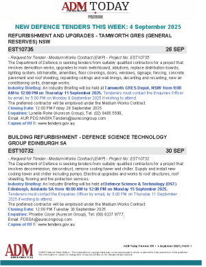 ADM Premium Tenders 04 September 2025