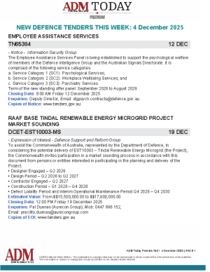ADM Premium Tenders 04 December 2025