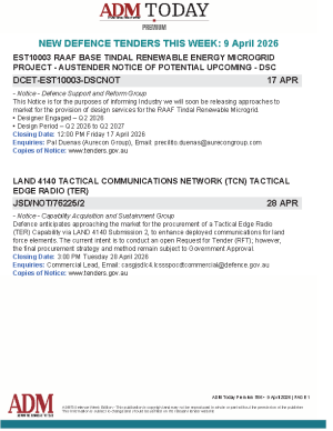 ADM Premium Tenders 09 April 2026