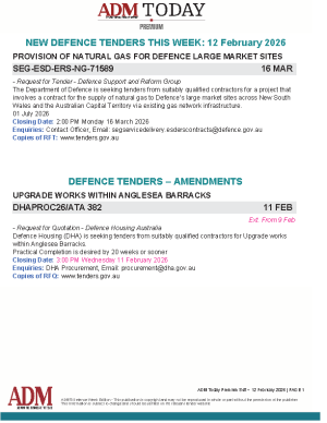 ADM Premium Tenders 12 February 2026