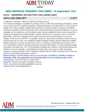 ADM Premium Tenders 18 September 2025
