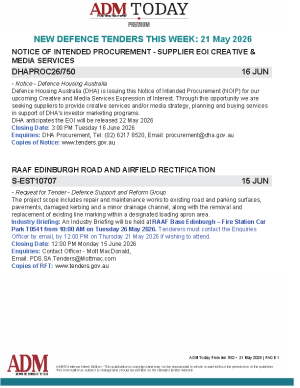 ADM Premium Tenders 21 May 2026