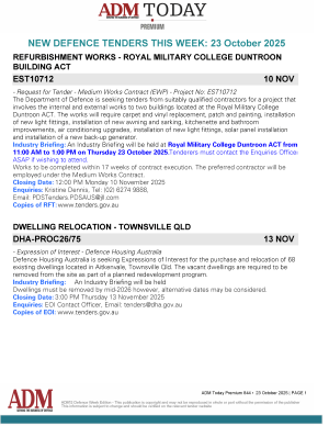 ADM Premium Tenders 23 October 2025