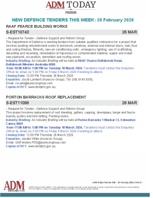 ADM Premium Tenders 26 February 2026