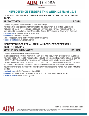 ADM Premium Tenders 26 March 2026