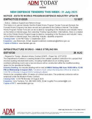 ADM Premium Tenders 31 July 2025