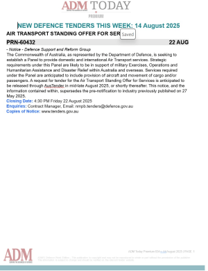 ADM Premium Tenders 14 August 2025