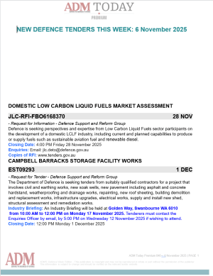 ADM Premium Tenders 06 November 2025