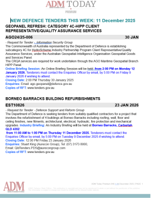 ADM Premium Tenders 18 December 2025