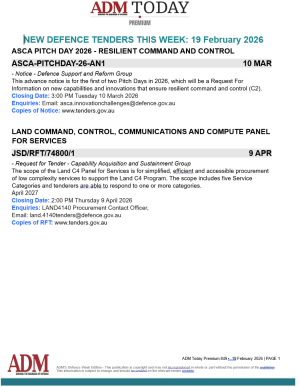 ADM Premium Tenders 19 February 2026