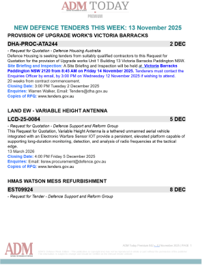 ADM Premium Tenders 13 November 2025